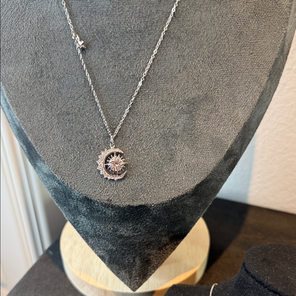 Silver Crescent Moon Necklace